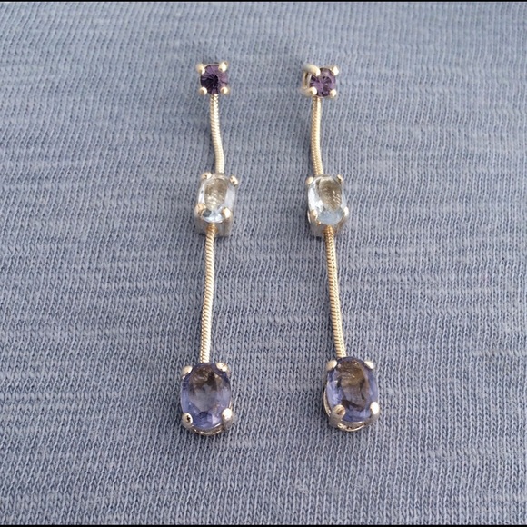 Three-Stone Sterling Earrings - Picture 3 of 8